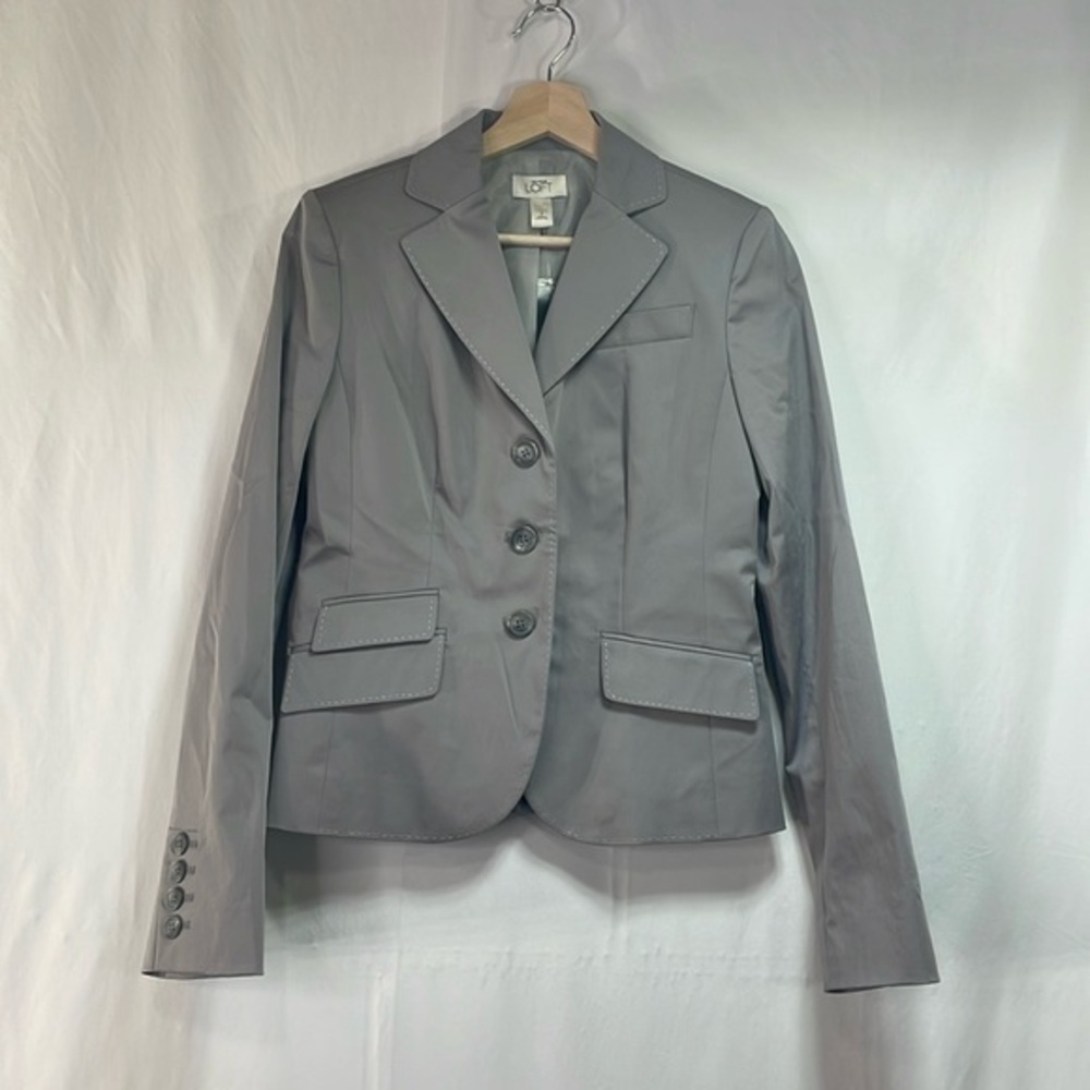 🌈 nwt Ann Taylor loft light gray three button blazer 217193.